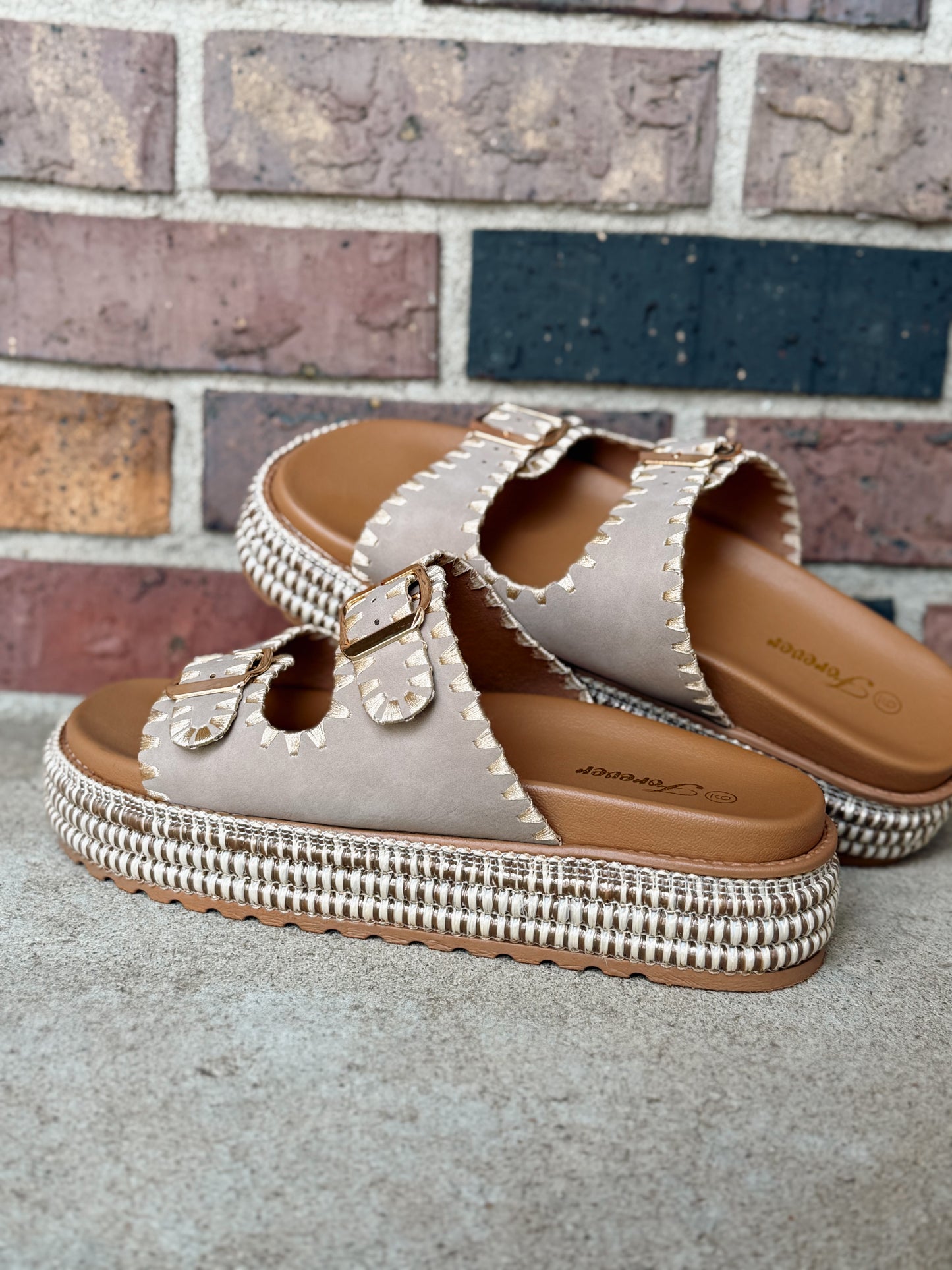 Taupe Platform Sandals