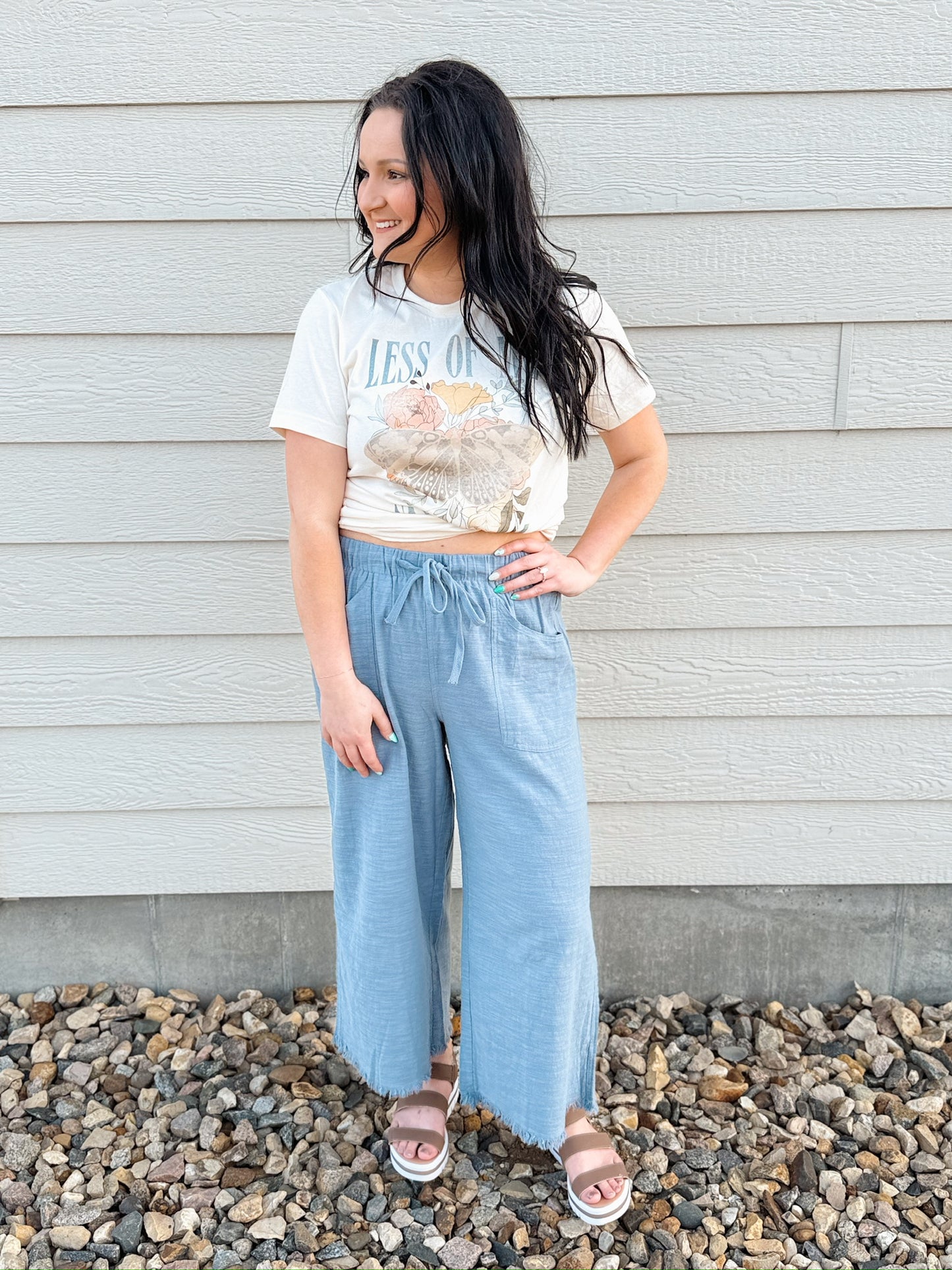 Frayed Wide Leg Pants