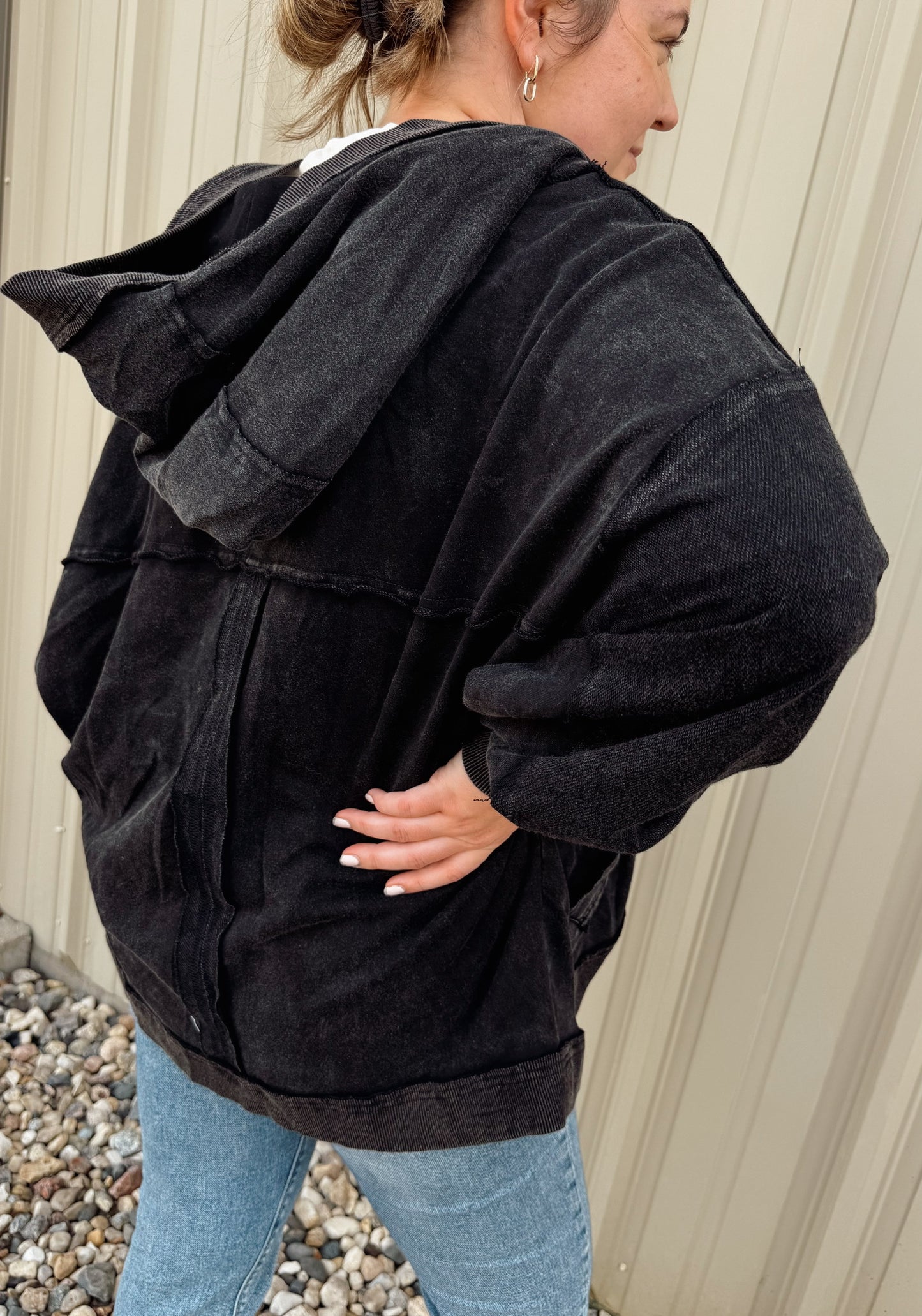 Open Front Hooded Cardigan