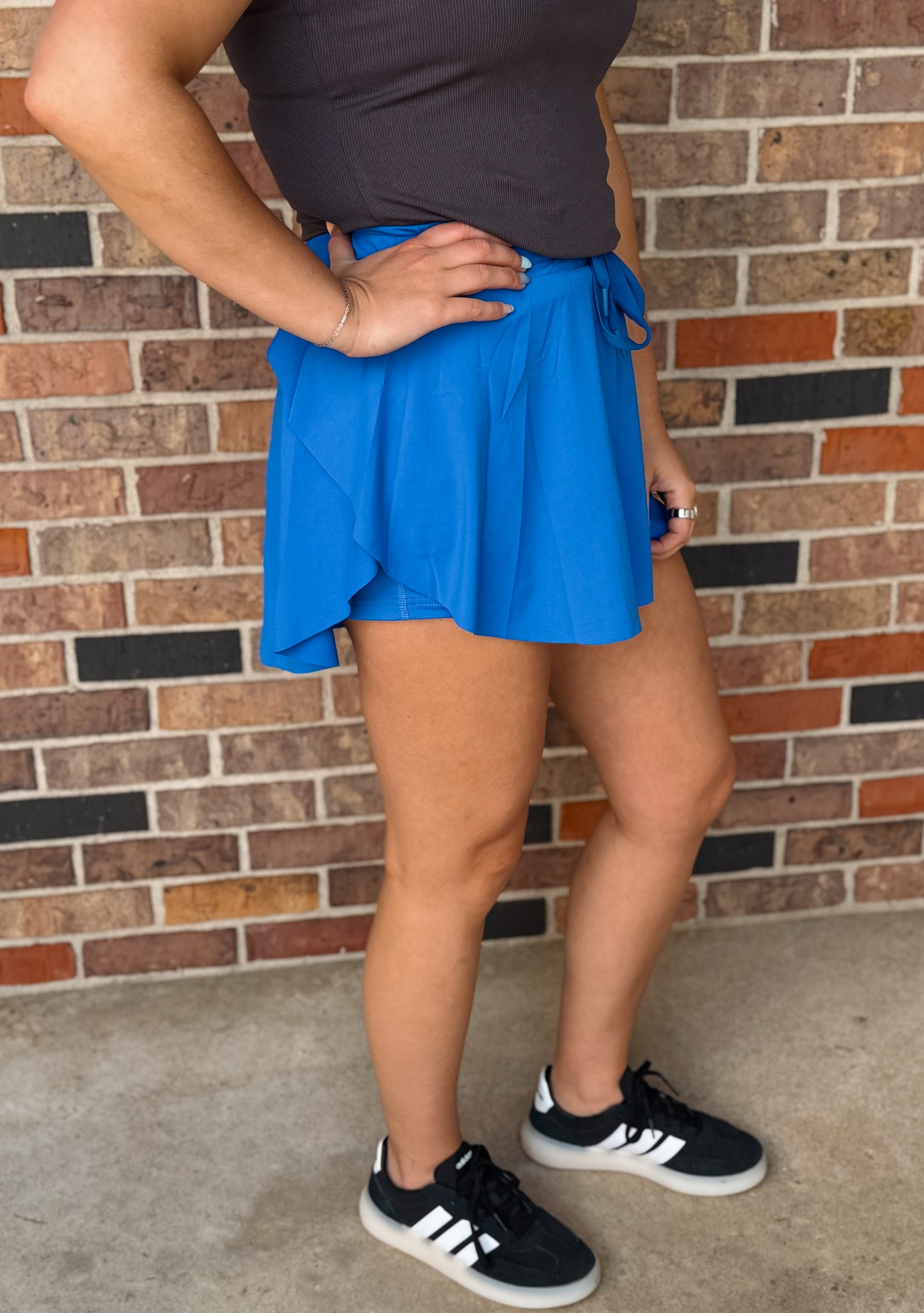 High Waist Drawstring Skort