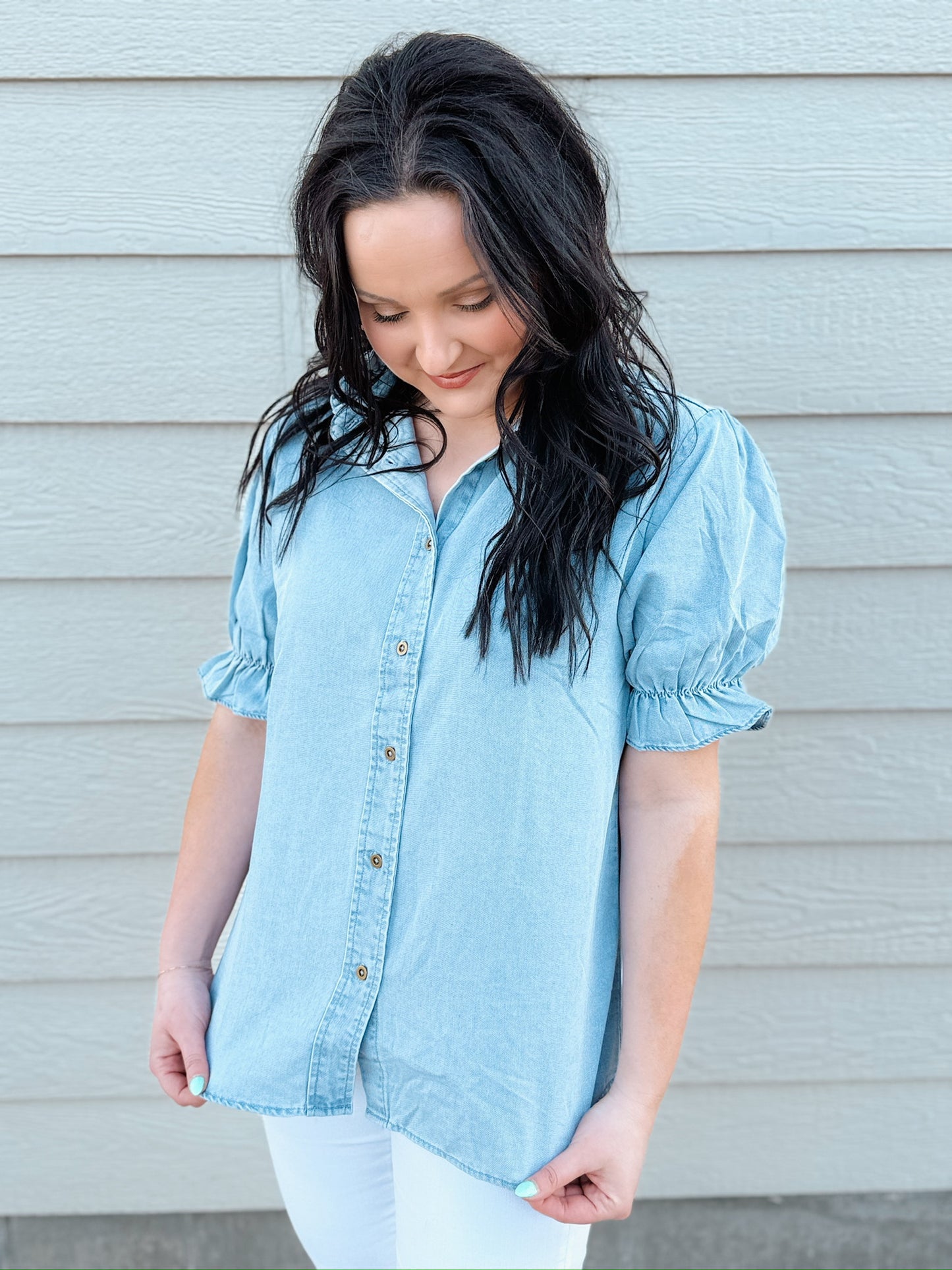Denim Ruffle Shirt