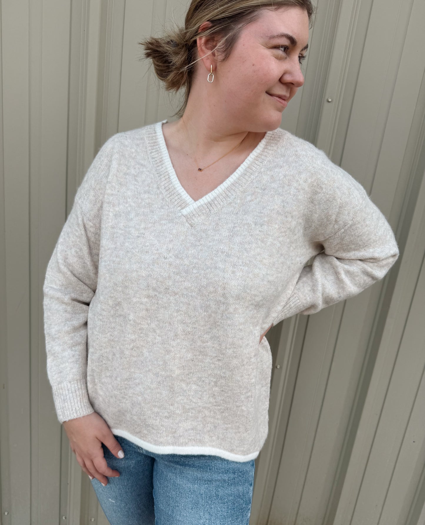 Drop Shoulder Hi-Low Sweater