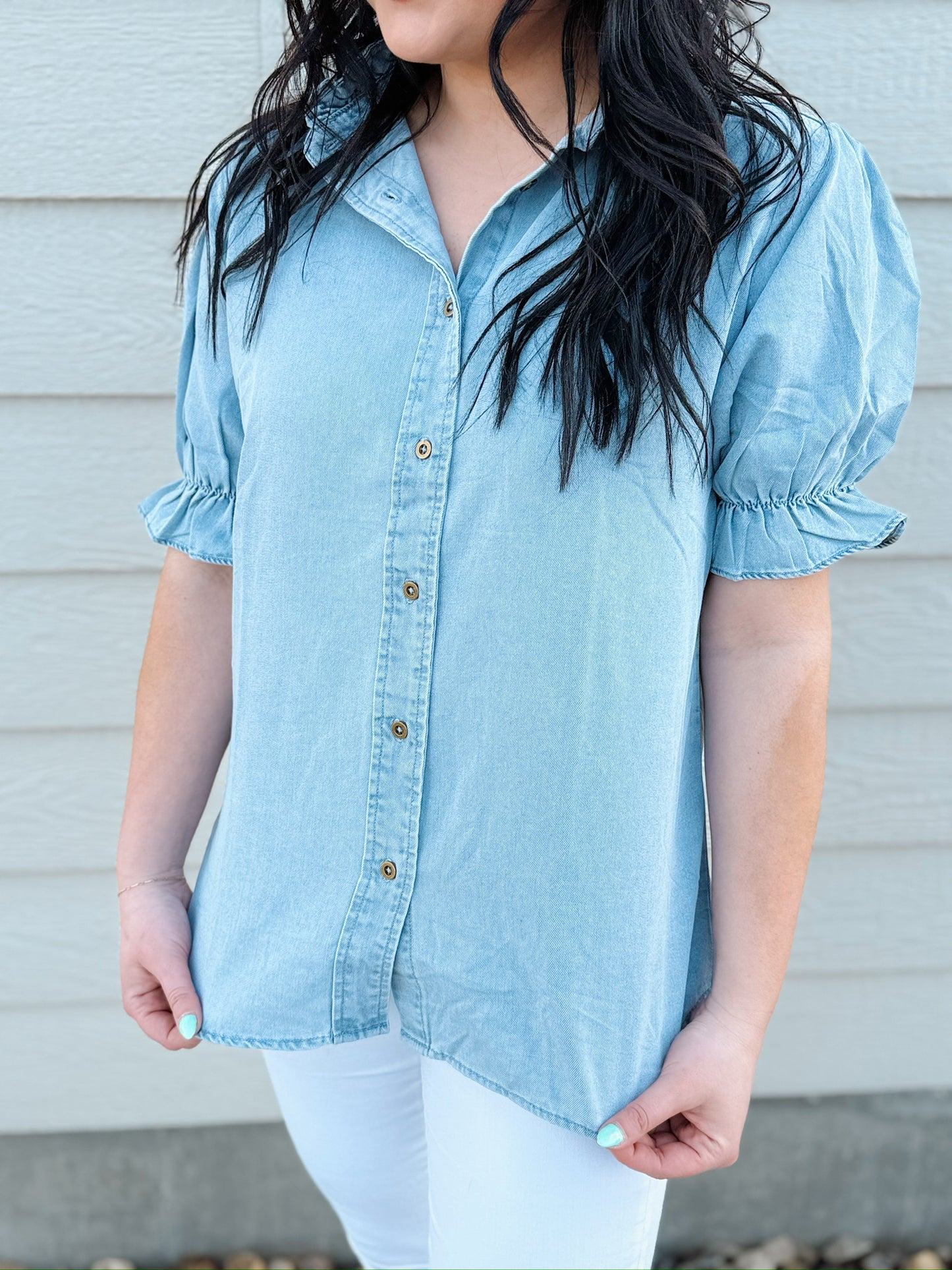Denim Ruffle Shirt