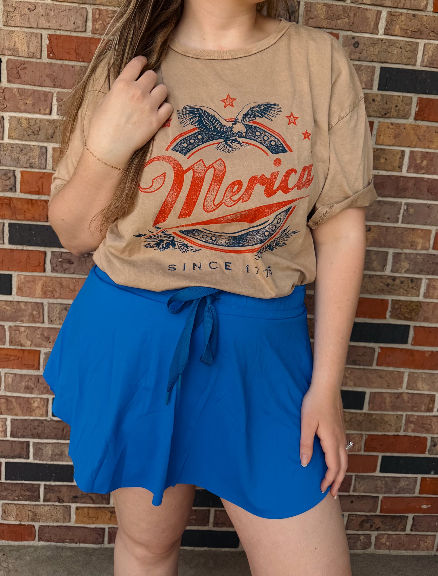 High Waist Drawstring Skort