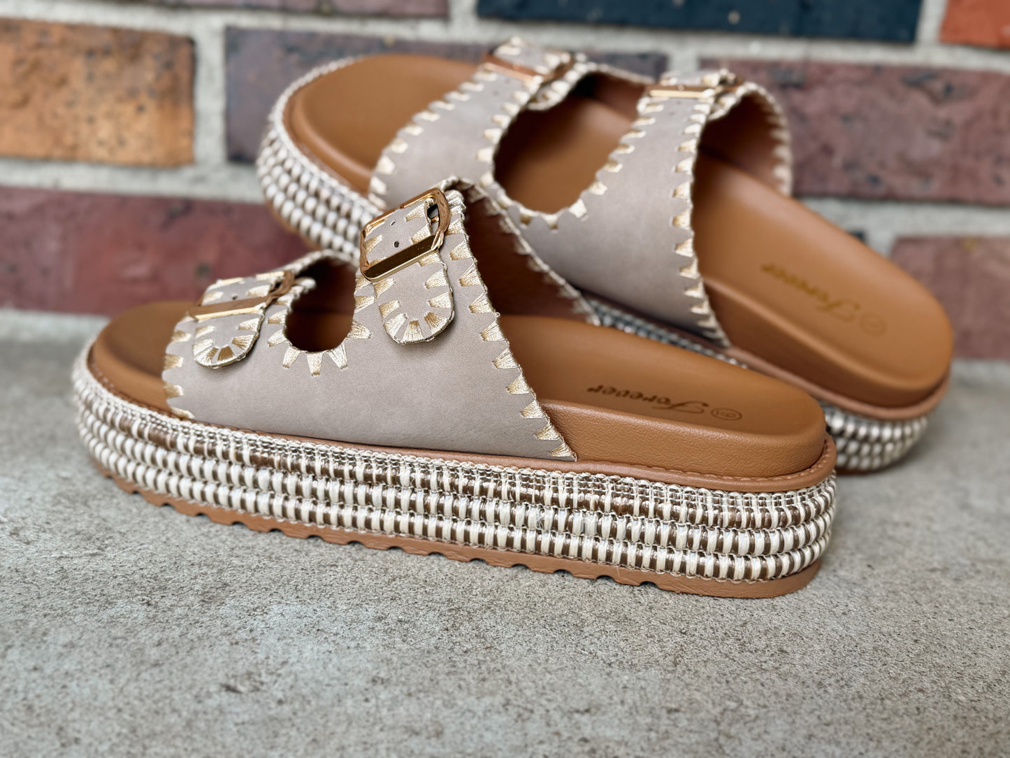 Taupe Platform Sandals