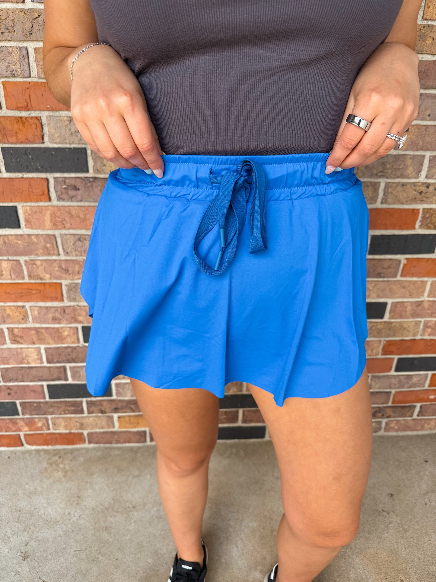 High Waist Drawstring Skort