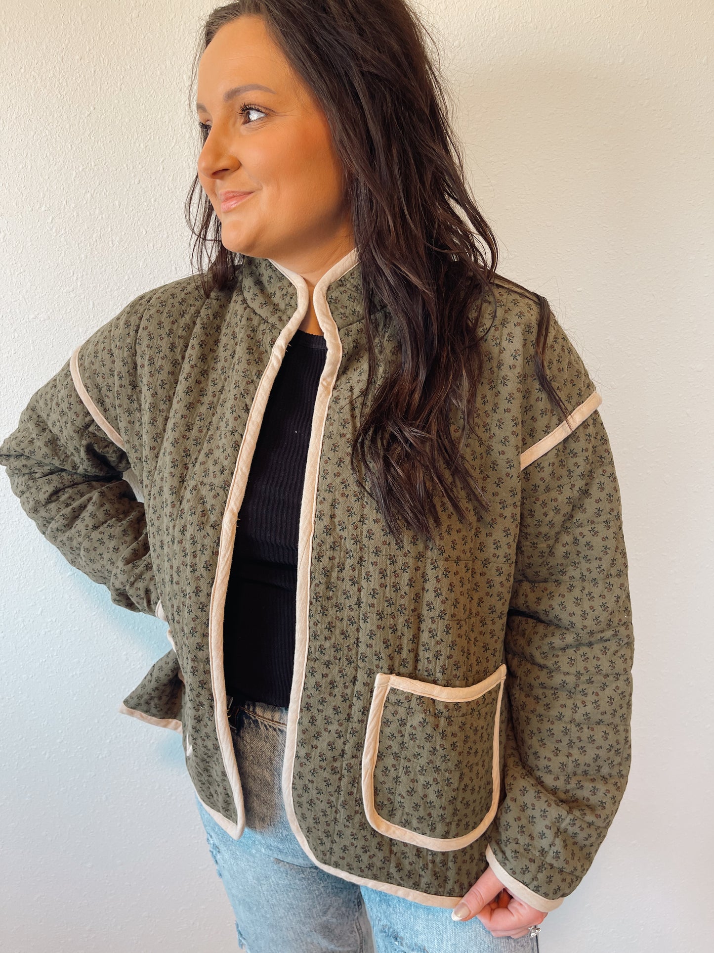 Olive Green Quilted Jacket