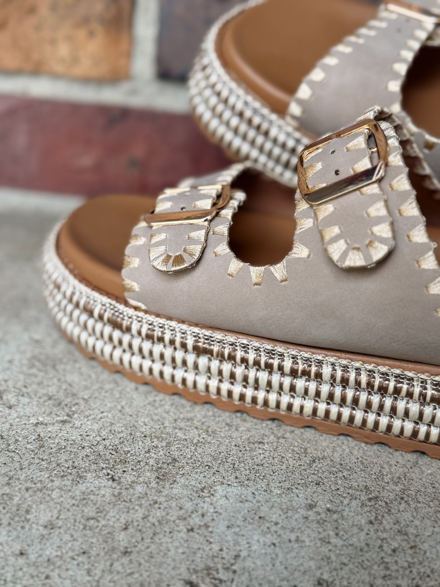 Taupe Platform Sandals