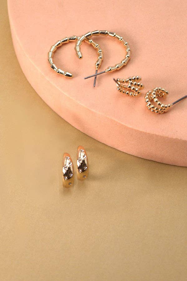 Rhinestone Mini Hoop Trio Set