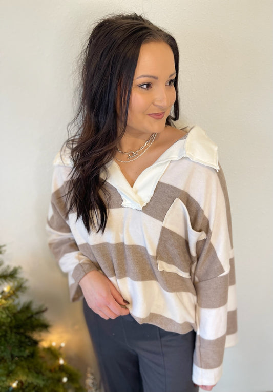 Striped Fleece Pullover