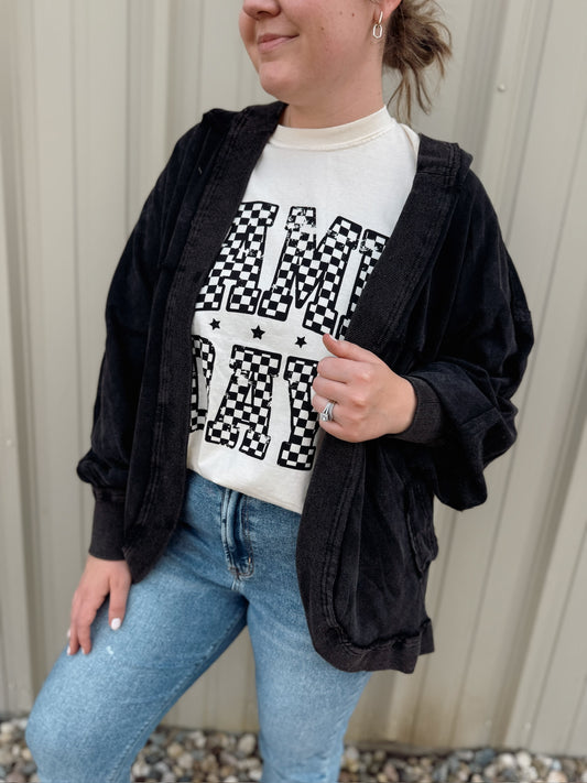 Open Front Hooded Cardigan