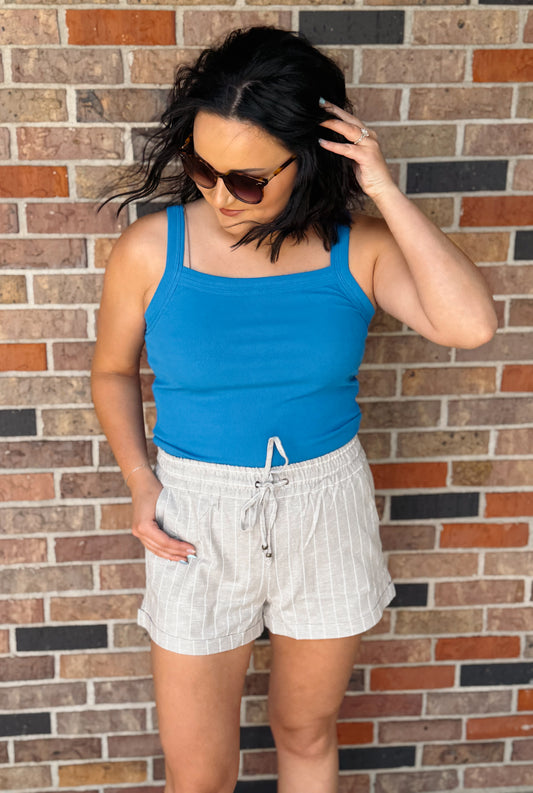 Striped Drawstring Shorts