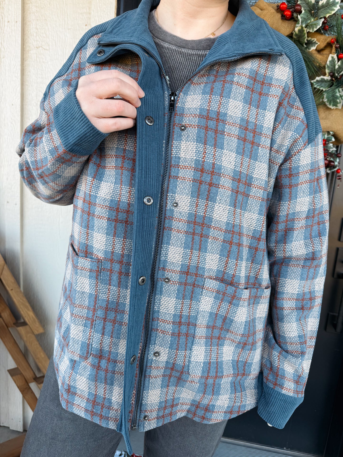 Flannel Corduroy Button Jacket