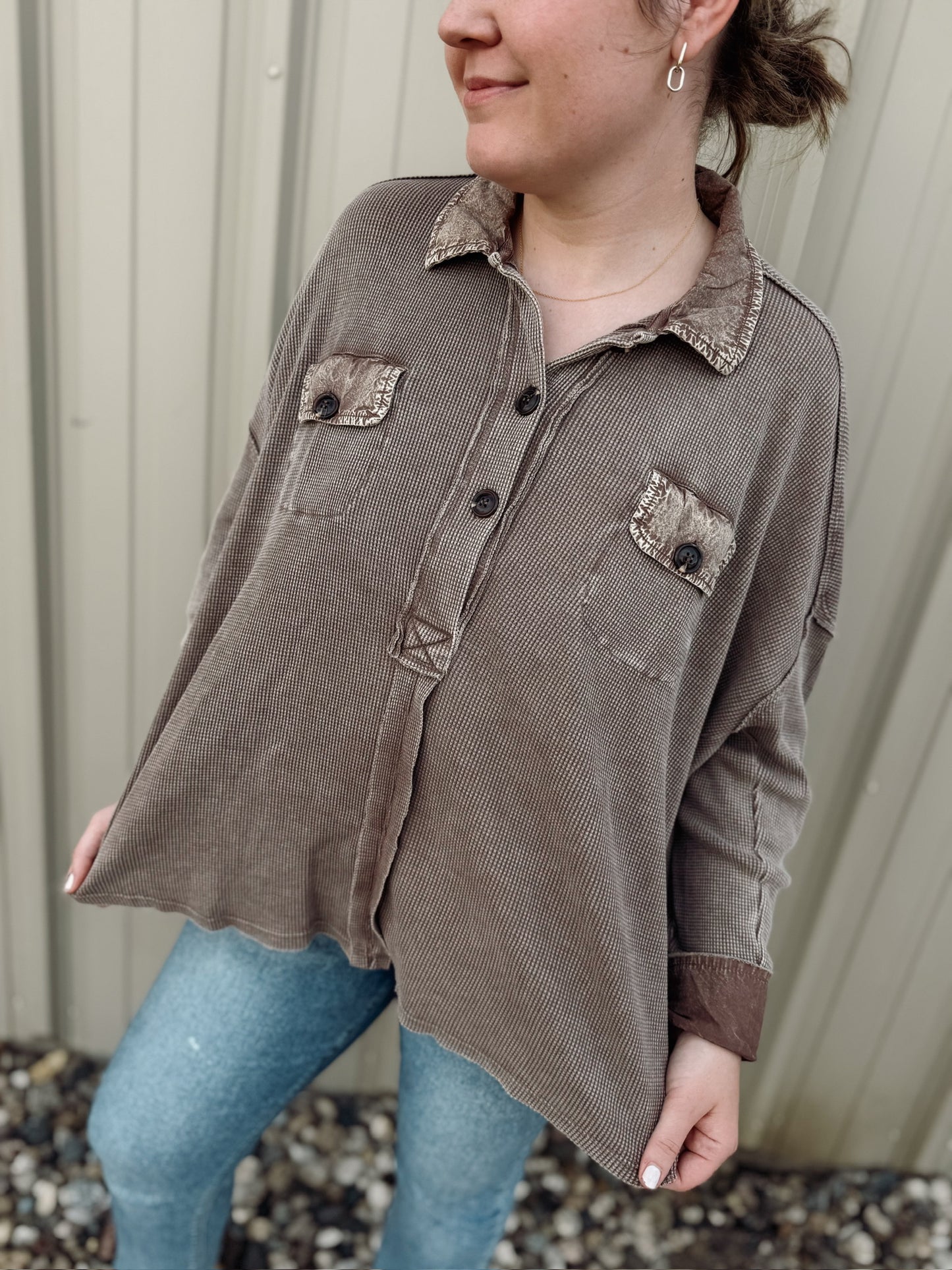 Waffle Knit Henley