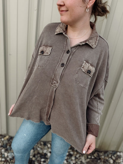 Waffle Knit Henley