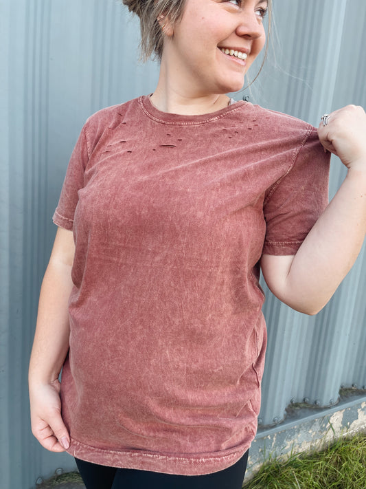 Mineral Washed Distressed Tee