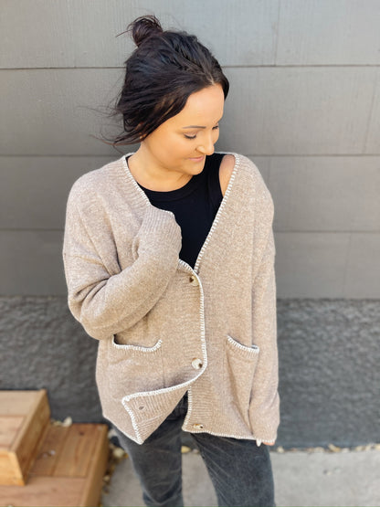 Stitched Knit Cardigan