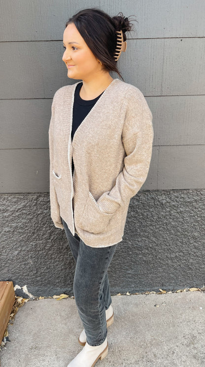 Stitched Knit Cardigan