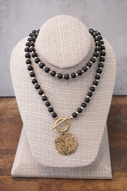 Wooden Beads Coin Necklace