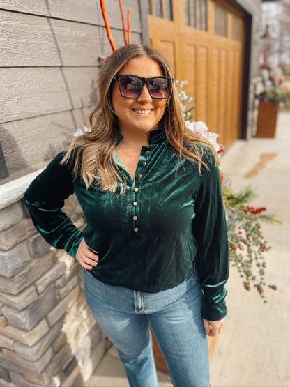 Emerald Green Velvet Long Sleeve