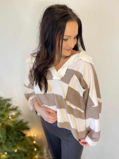 Striped Fleece Pullover