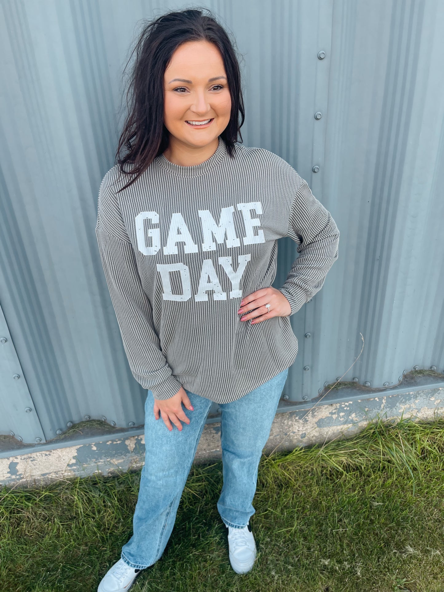 Corded Game Day Crewneck Top