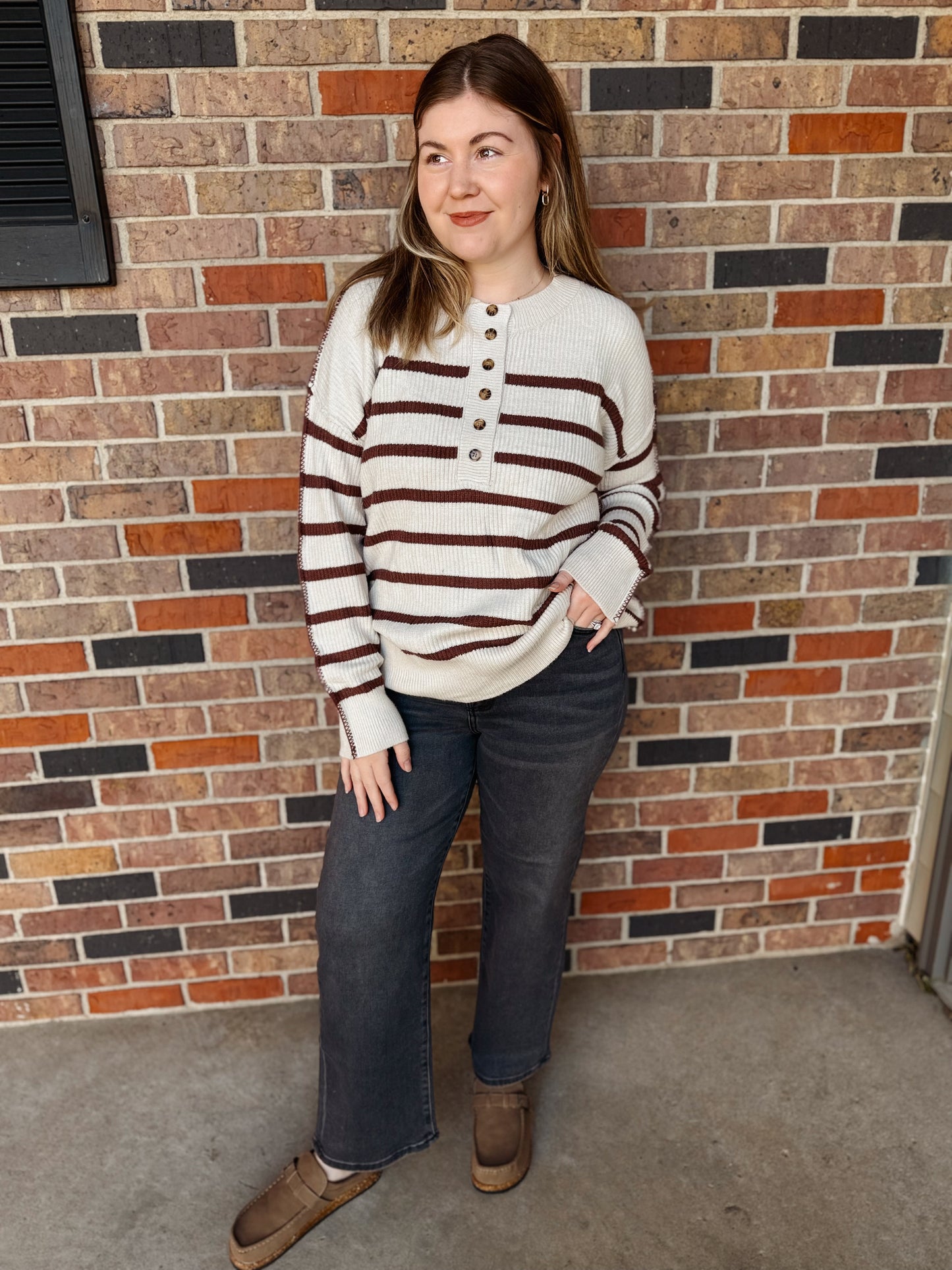 Henley Stripe Sweater