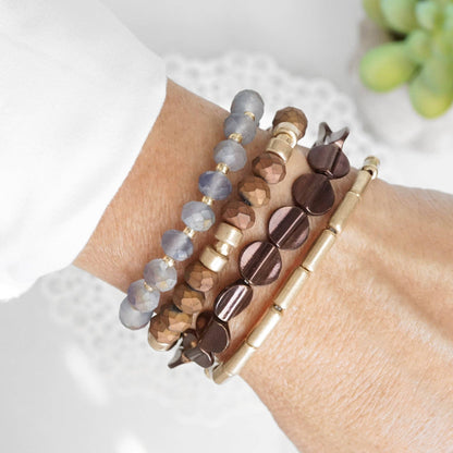 Boho Bracelet Set in Brown Grey