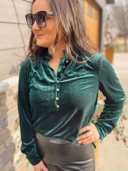 Emerald Green Velvet Long Sleeve