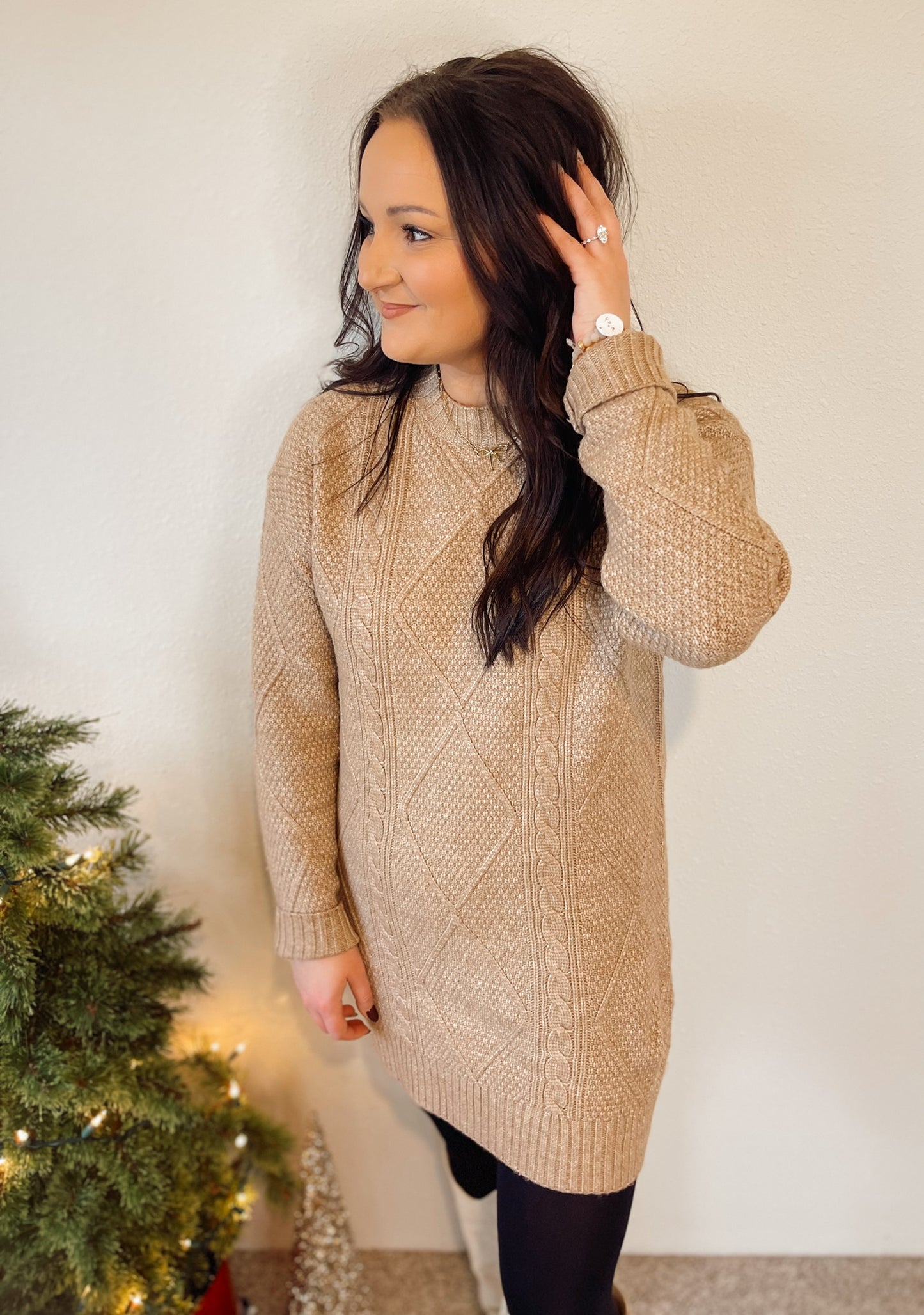 Cable Knit Sweater Dress