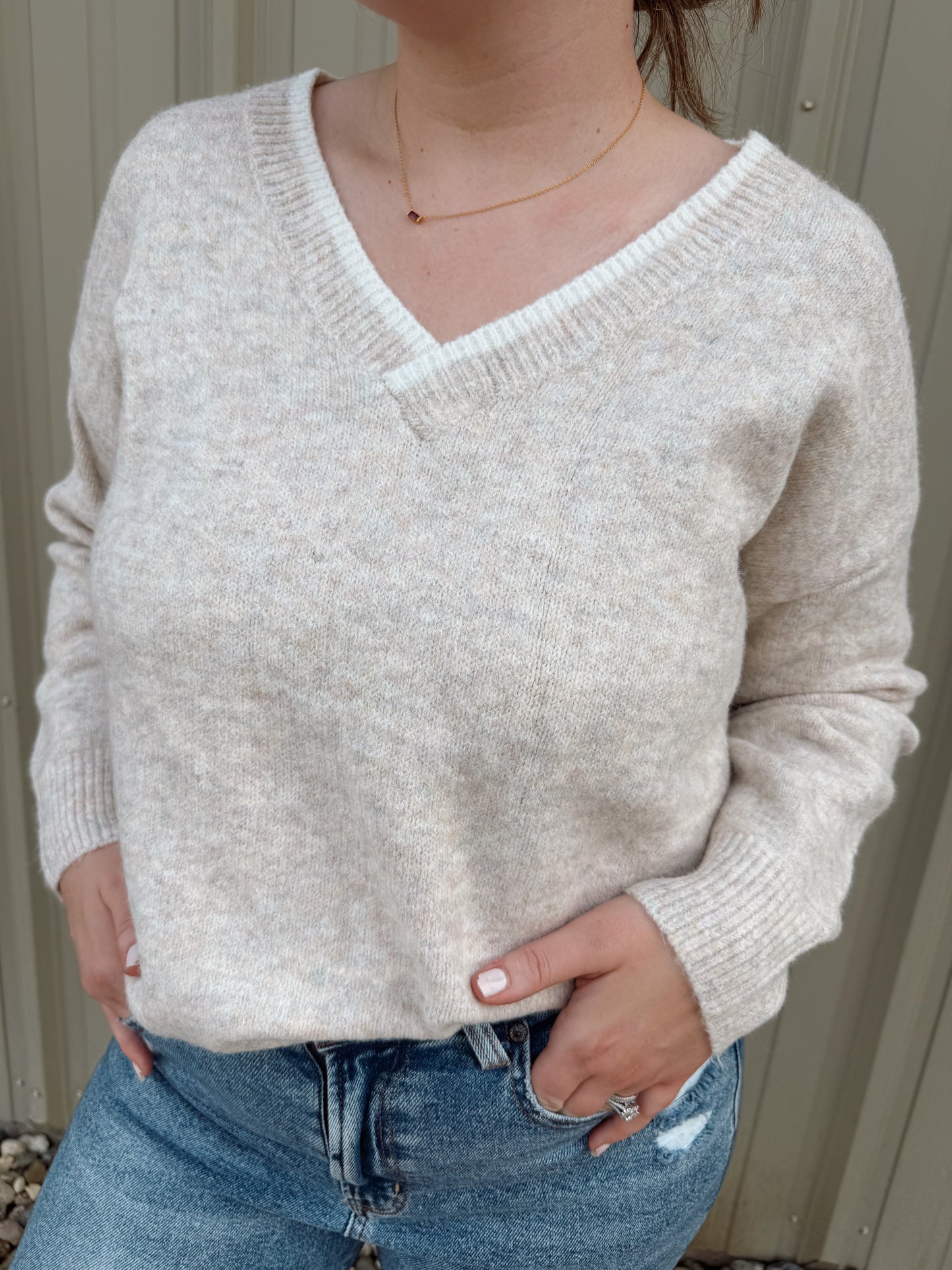 Drop Shoulder Hi-Low Sweater