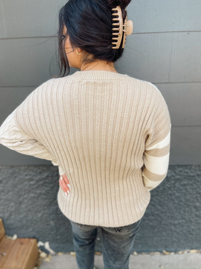 Cable Knit Colorblock Sweater