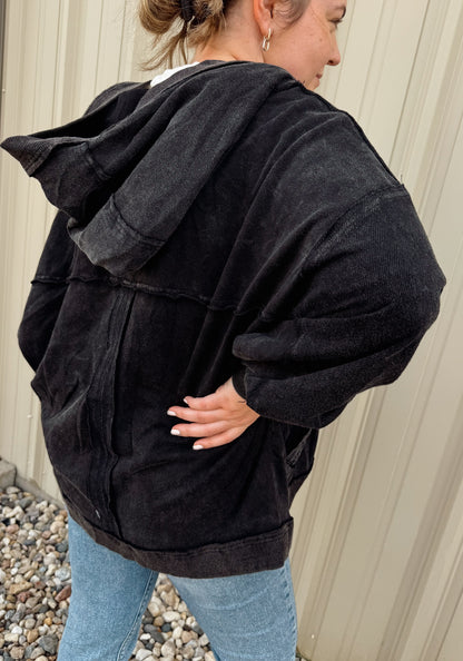 Open Front Hooded Cardigan