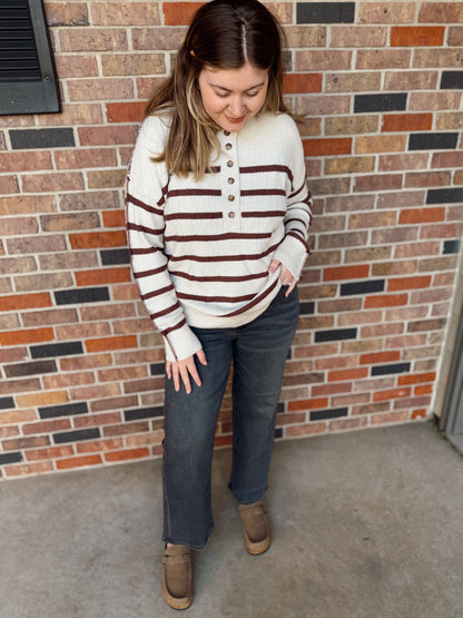 Henley Stripe Sweater
