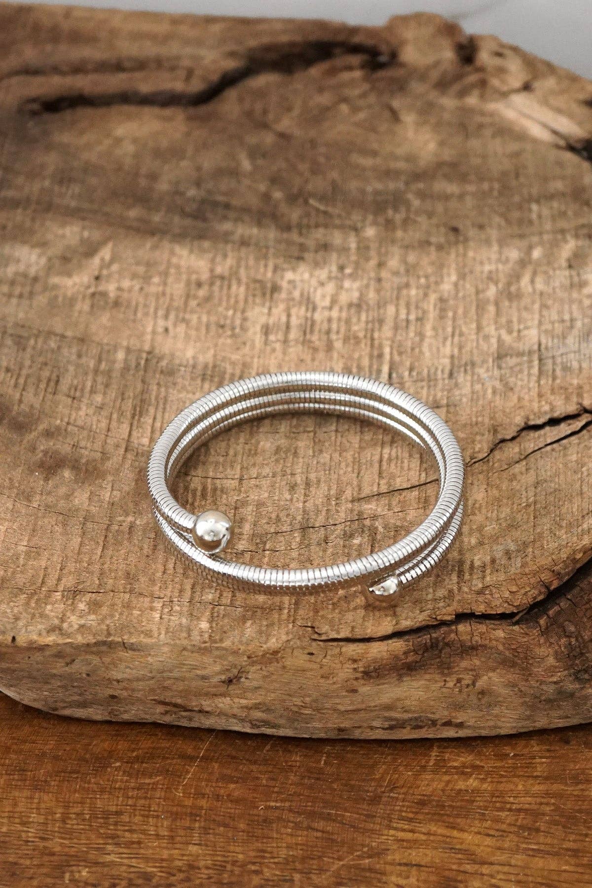 Silver Coil Bracelet Bangle