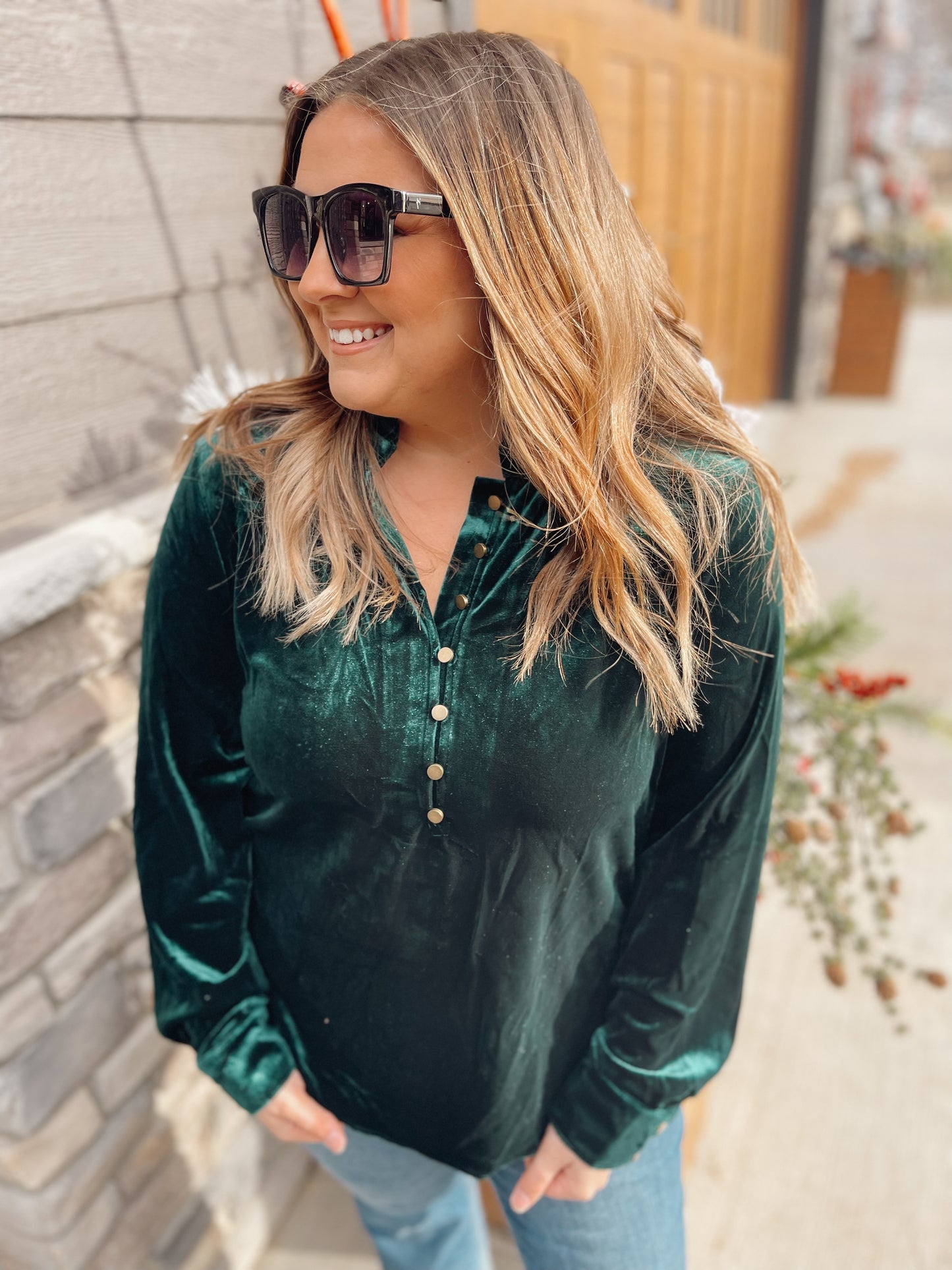 Emerald Green Velvet Long Sleeve