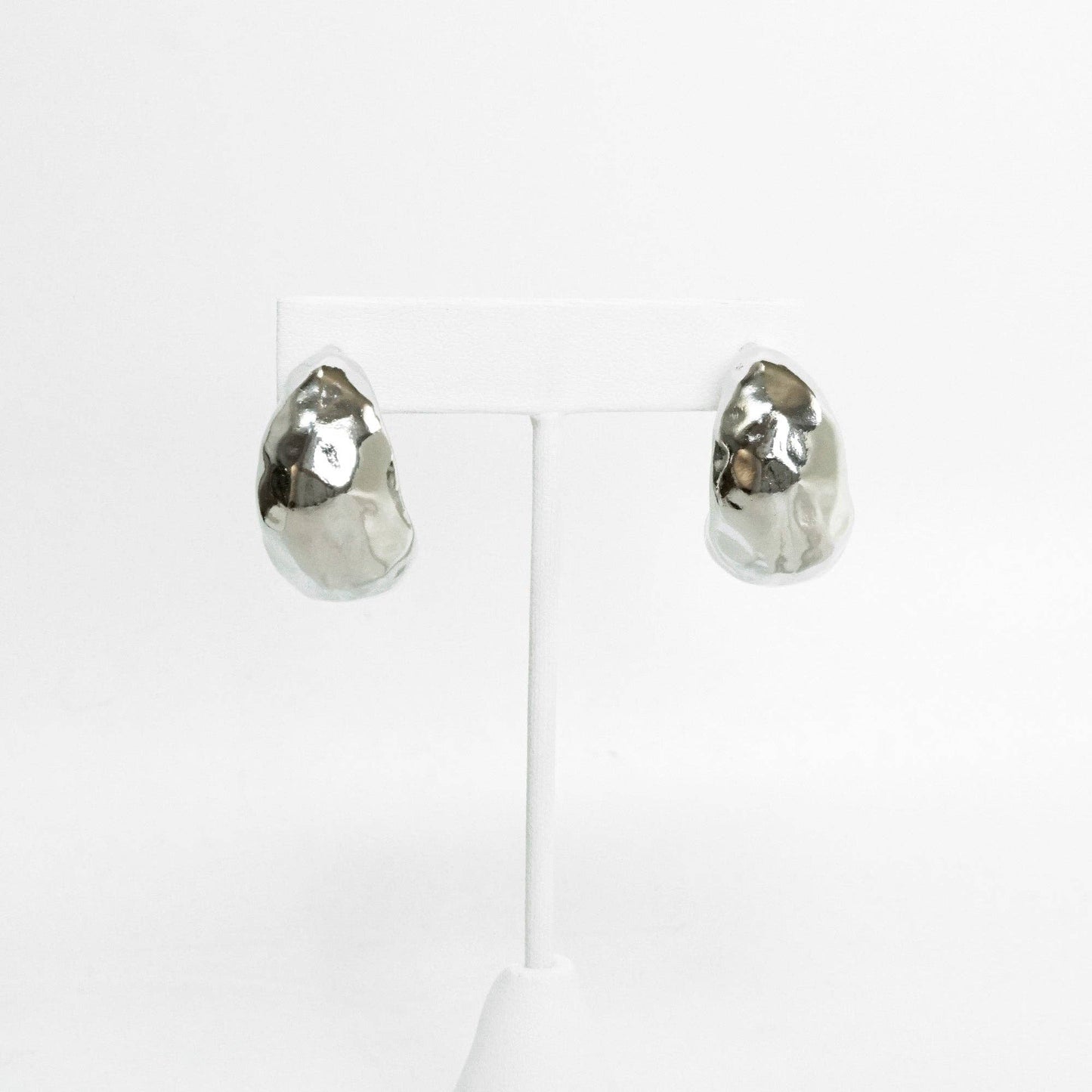 Silver Teardrop Huggie Earrings