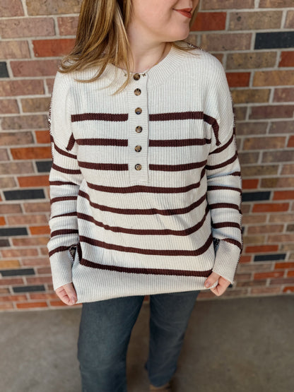 Henley Stripe Sweater