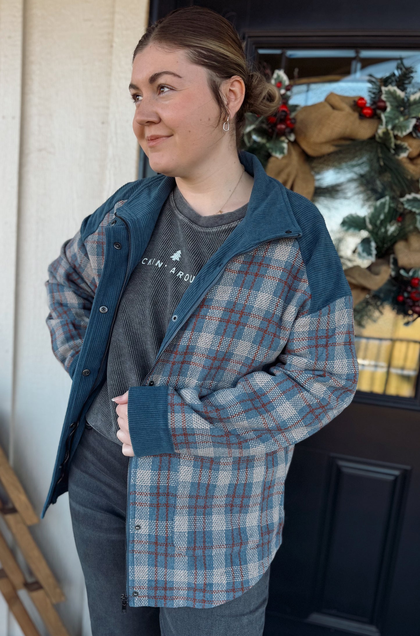 Flannel Corduroy Button Jacket