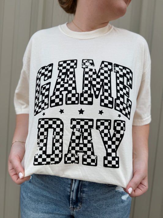 Game Day Checkered Tee (Ivory)