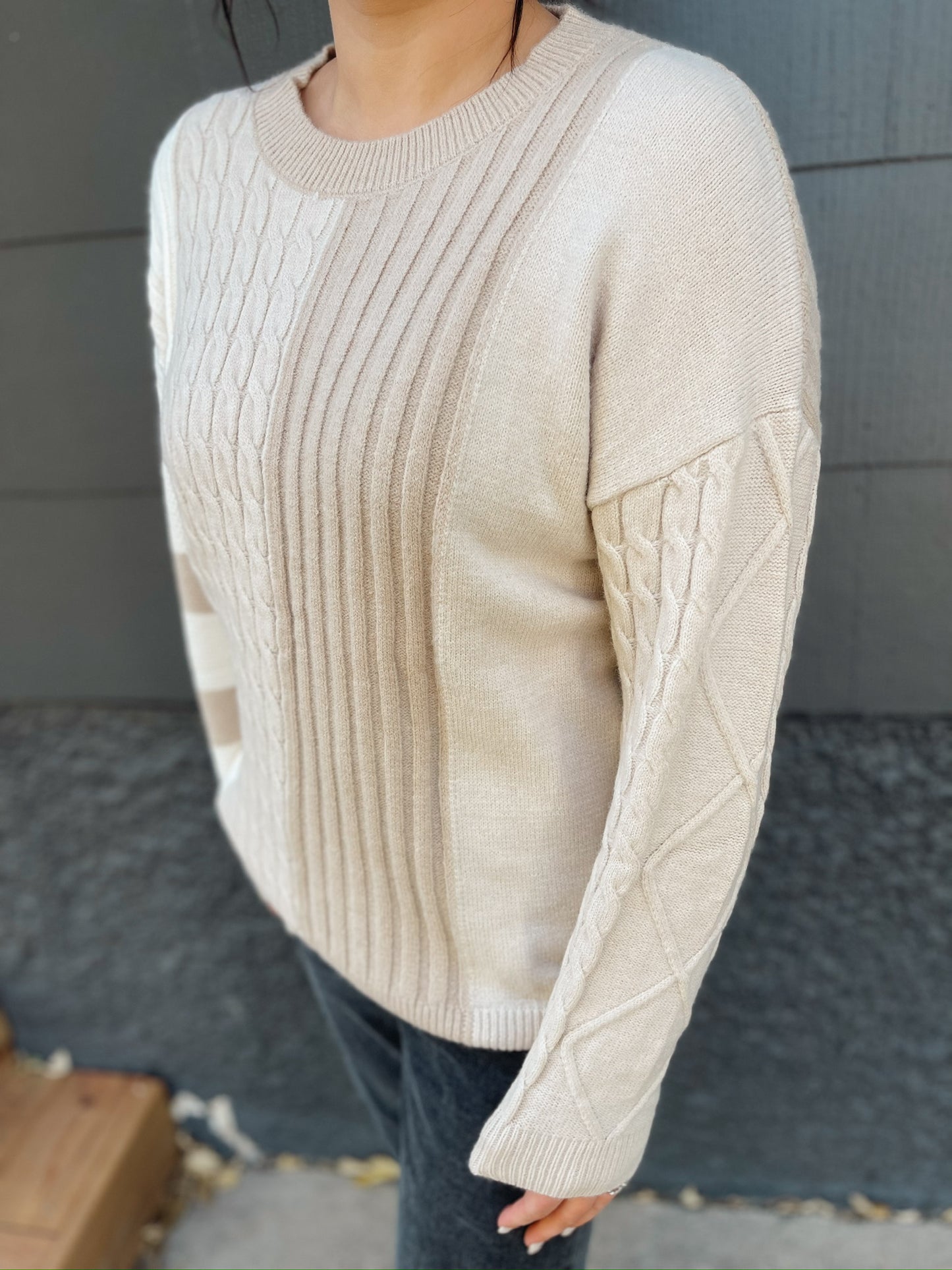 Cable Knit Colorblock Sweater