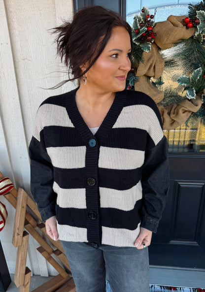 Denim Sleeve Cardigan