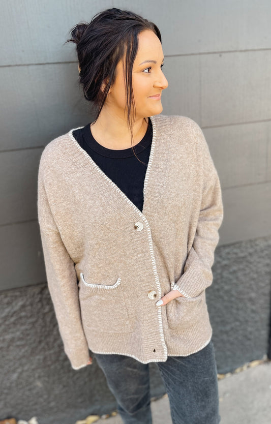 Stitched Knit Cardigan