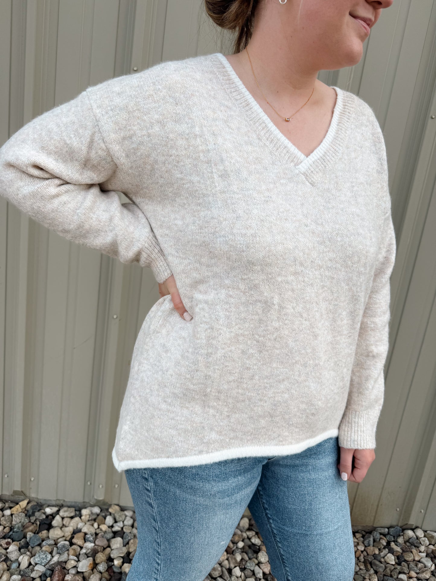 Drop Shoulder Hi-Low Sweater