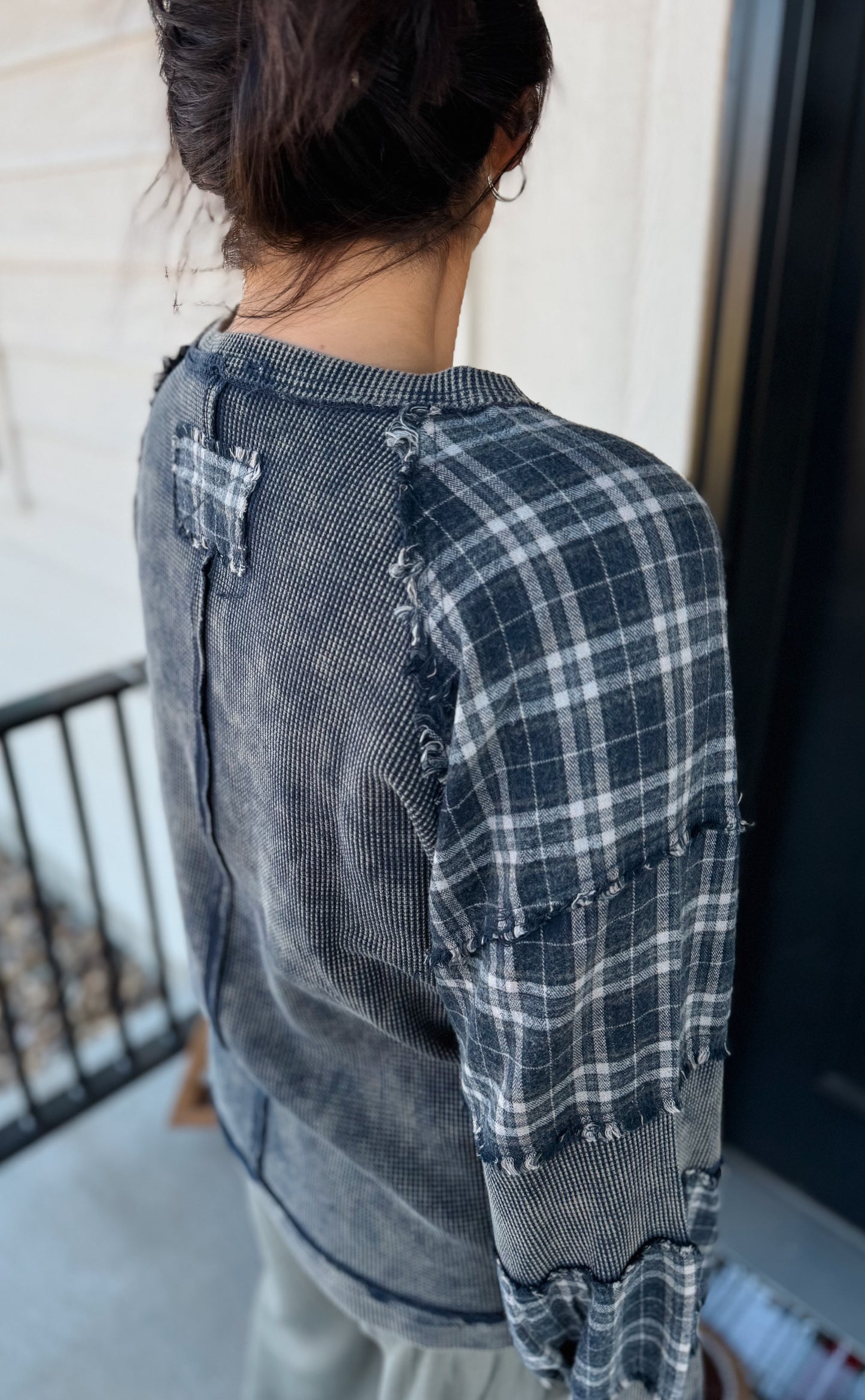 Plaid Patchwork Pullover