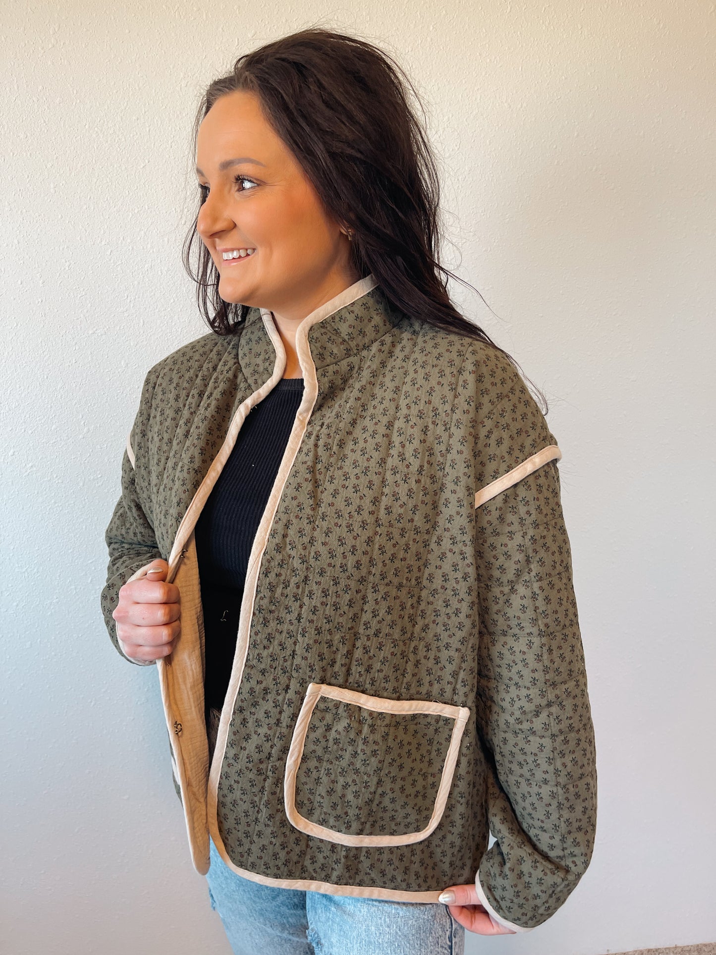 Olive Green Quilted Jacket