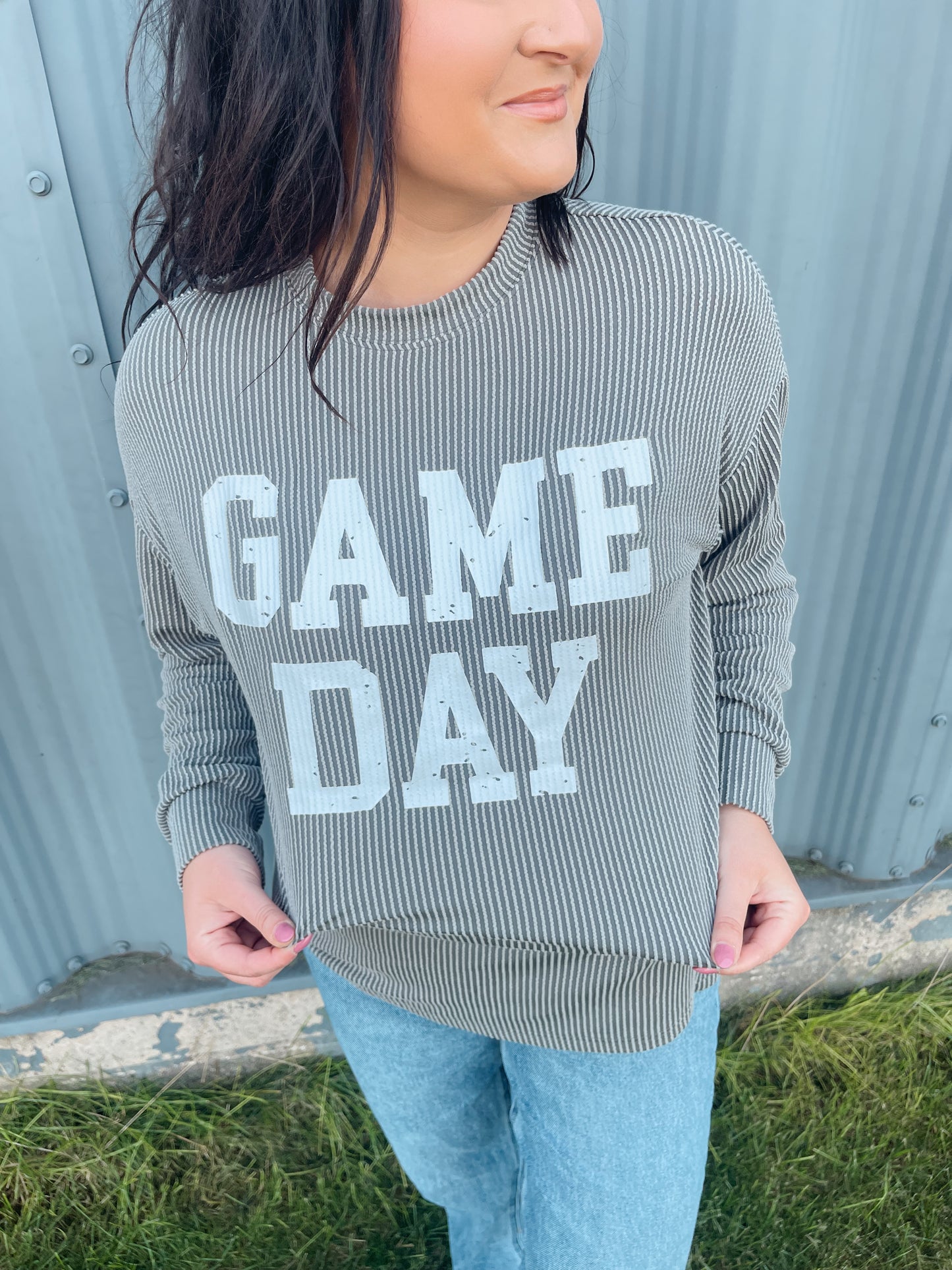 Corded Game Day Crewneck Top