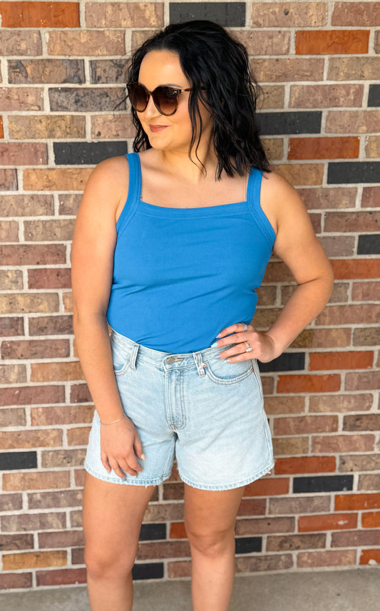 Ribbed Square Neck Tank