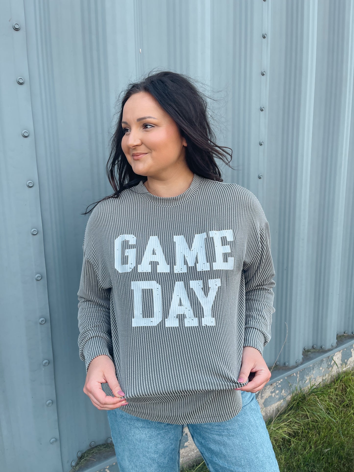 Corded Game Day Crewneck Top