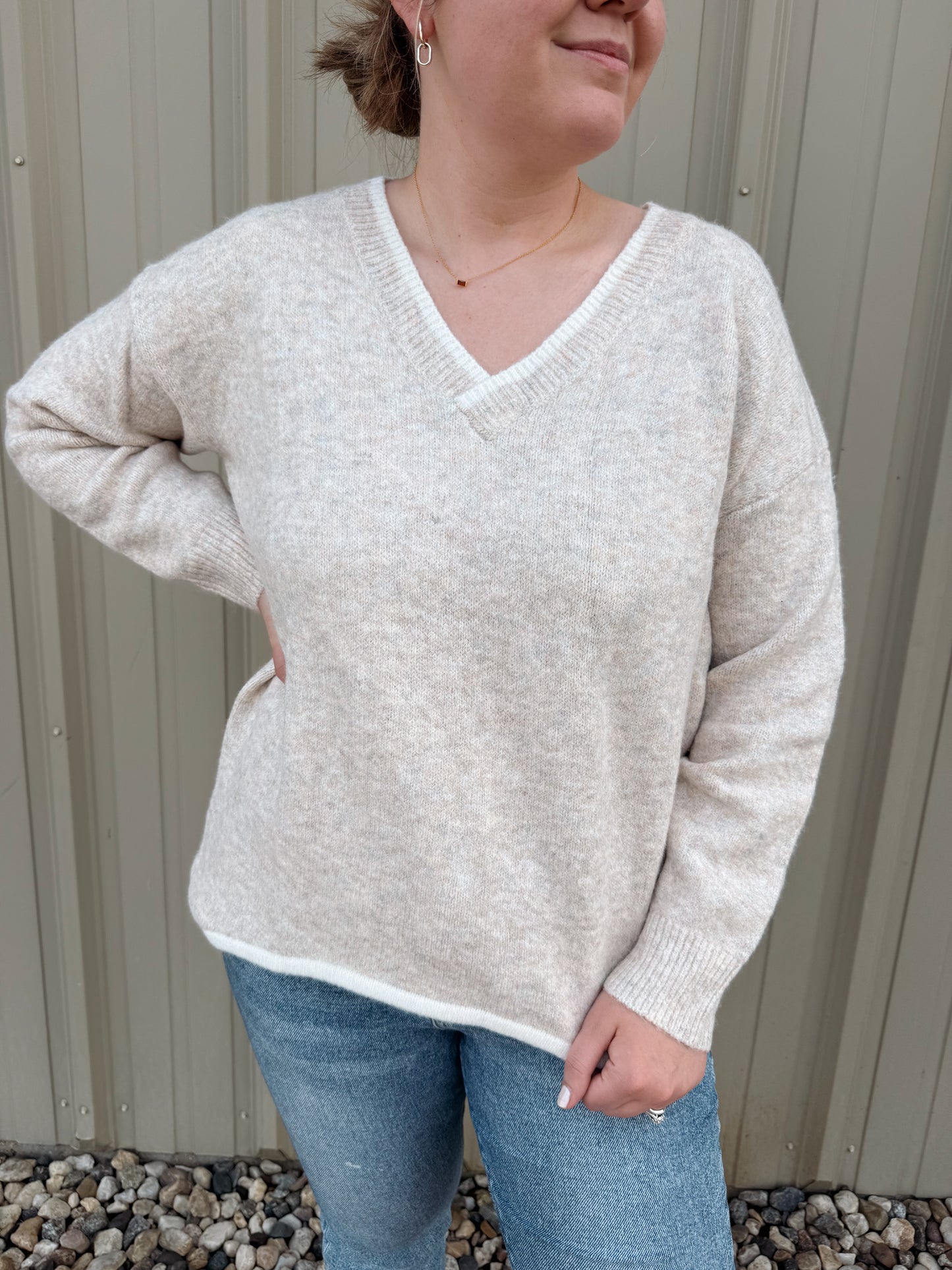 Drop Shoulder Hi-Low Sweater